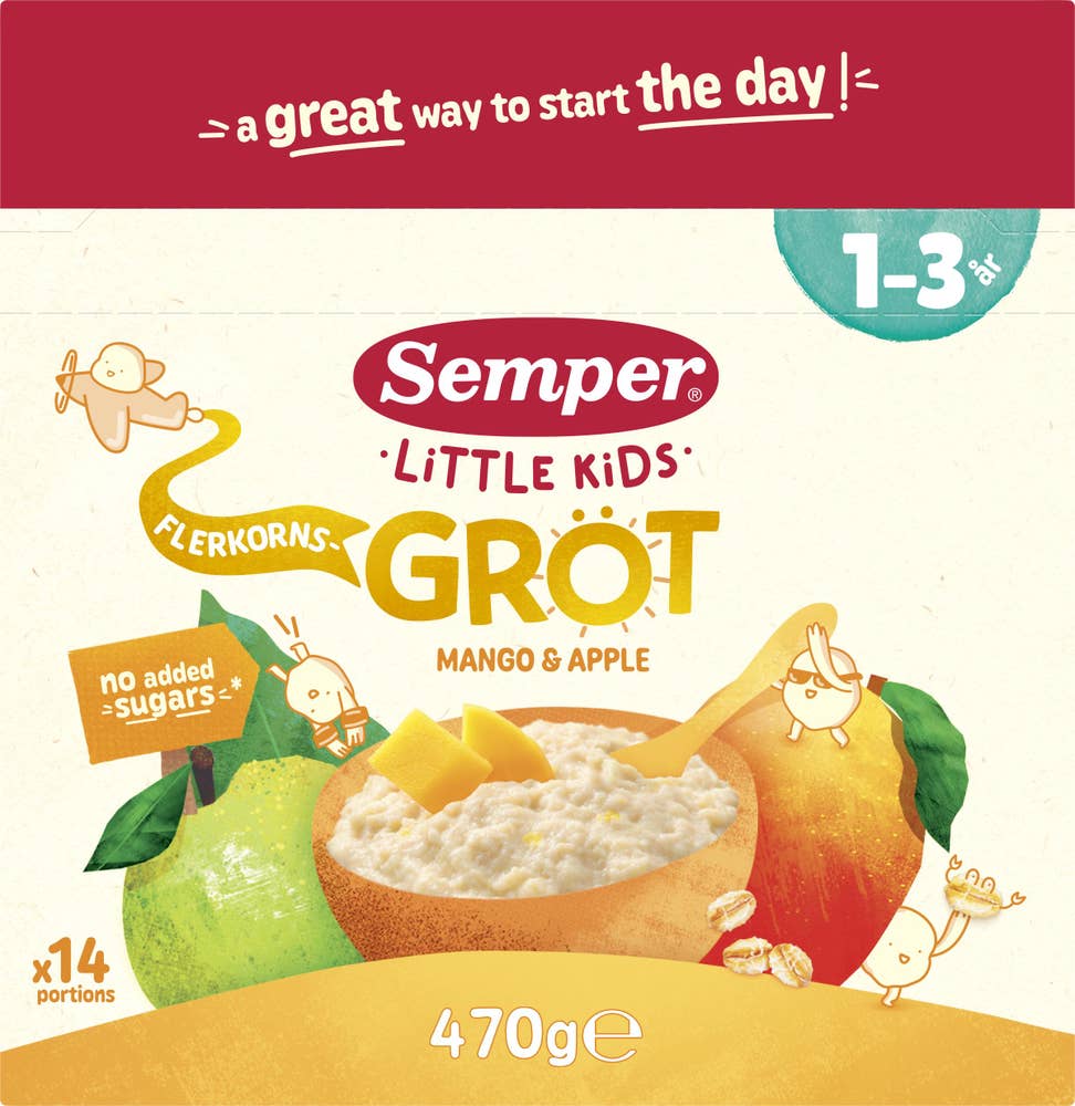 Semper Flerkornsgröt Äpple & Mango 1-3 År