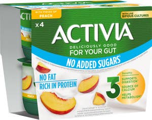 Activia Persikayoghurt Utan Tillsatt Socker 0% 4-p