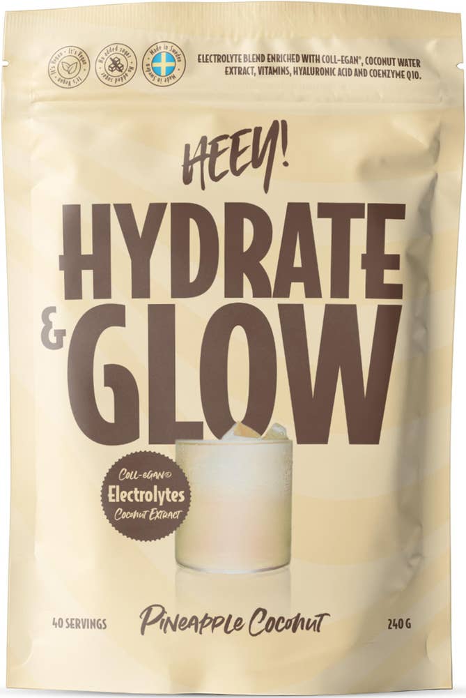 Heey! Hydrate & Glow Electrolytes + Coll-egan® Pineapple Coconut 40 portioner