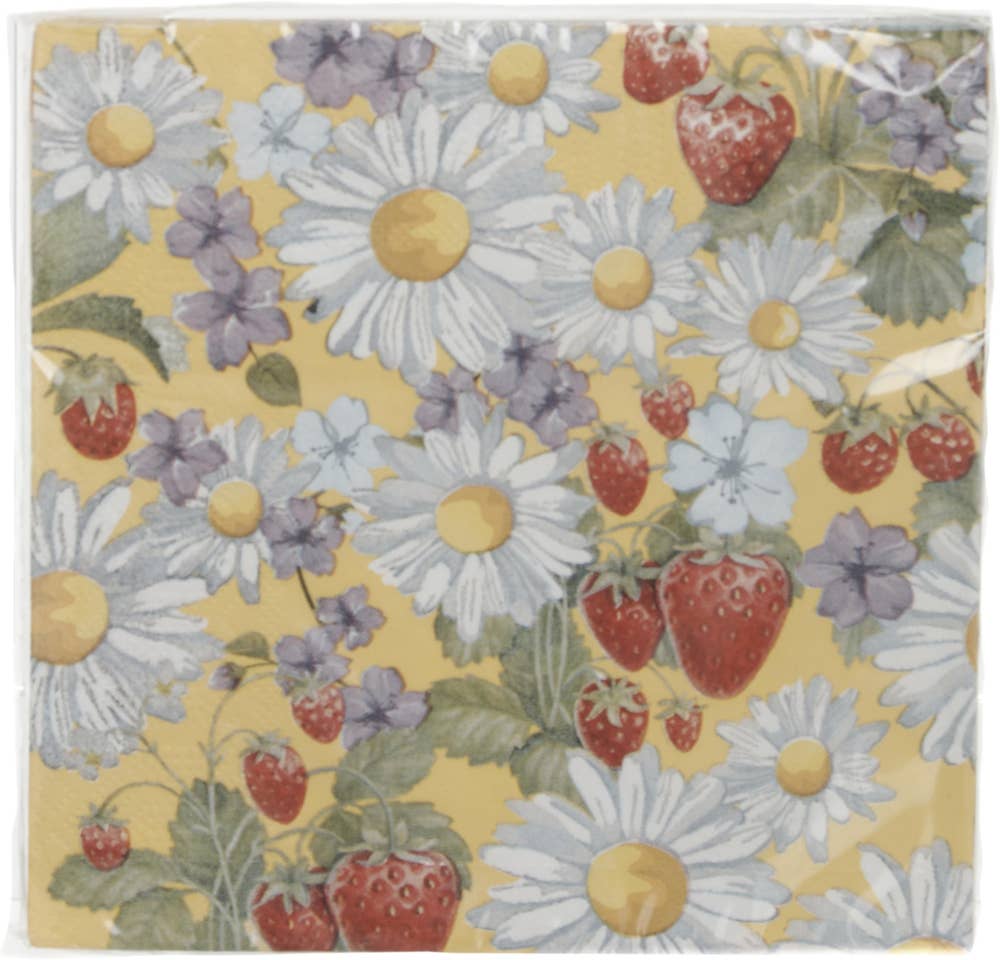 Hedlundgruppen Servett Prästkrage & Jordgubbe 33x33cm