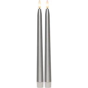 Star Trading LED Antikljus Flamme Metal Silver 28cm