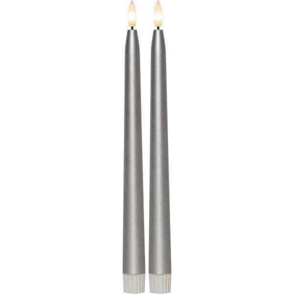 Star Trading LED Antikljus Flamme Metal Silver 28cm