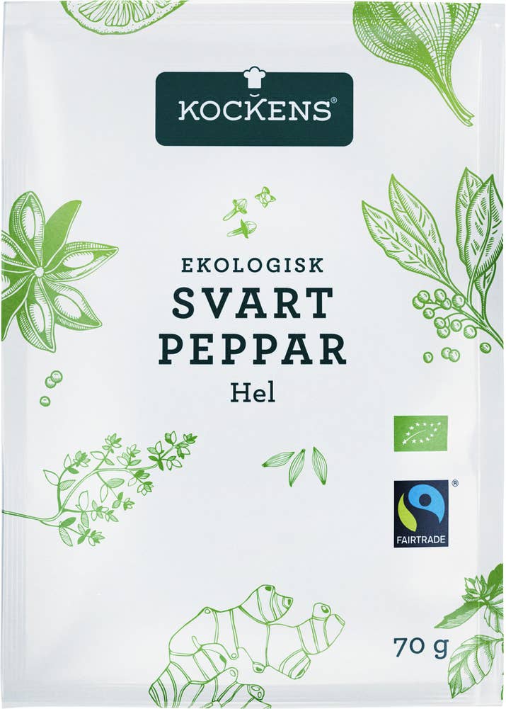 Kockens Svartpeppar hel EKO/Fairtrade 70g Kockens