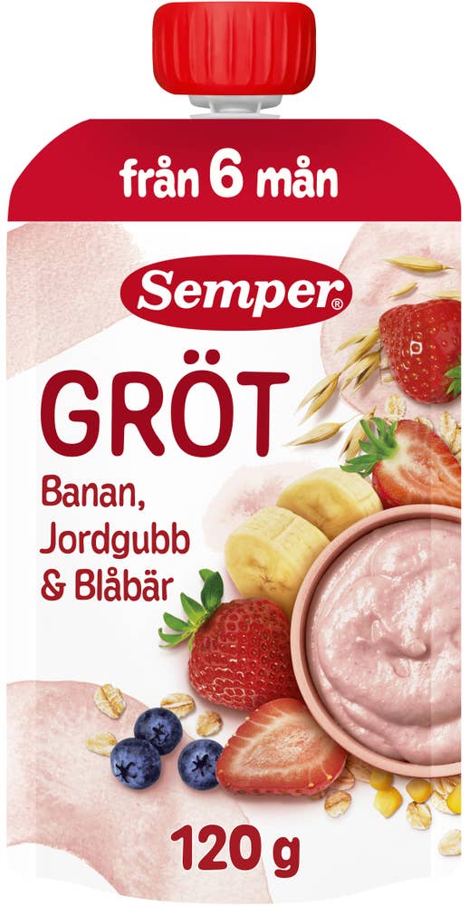 Semper Gröt Jordgubb, Banan & Blåbär 6M