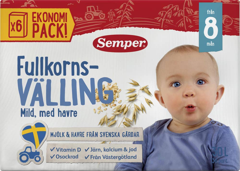 Semper Fullkornsvälling Mild 8M 30L