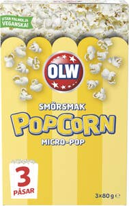 OLW Micropopcorn Smörsmak 3-p