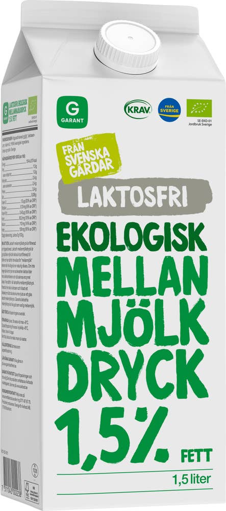 Garant Eko Mellanmjölk Laktosfri 1,5% EKO