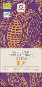 Garant Eko Mörk Choklad med Kanderade Apelsinskalsbitar 52% EKO/Fairtrade