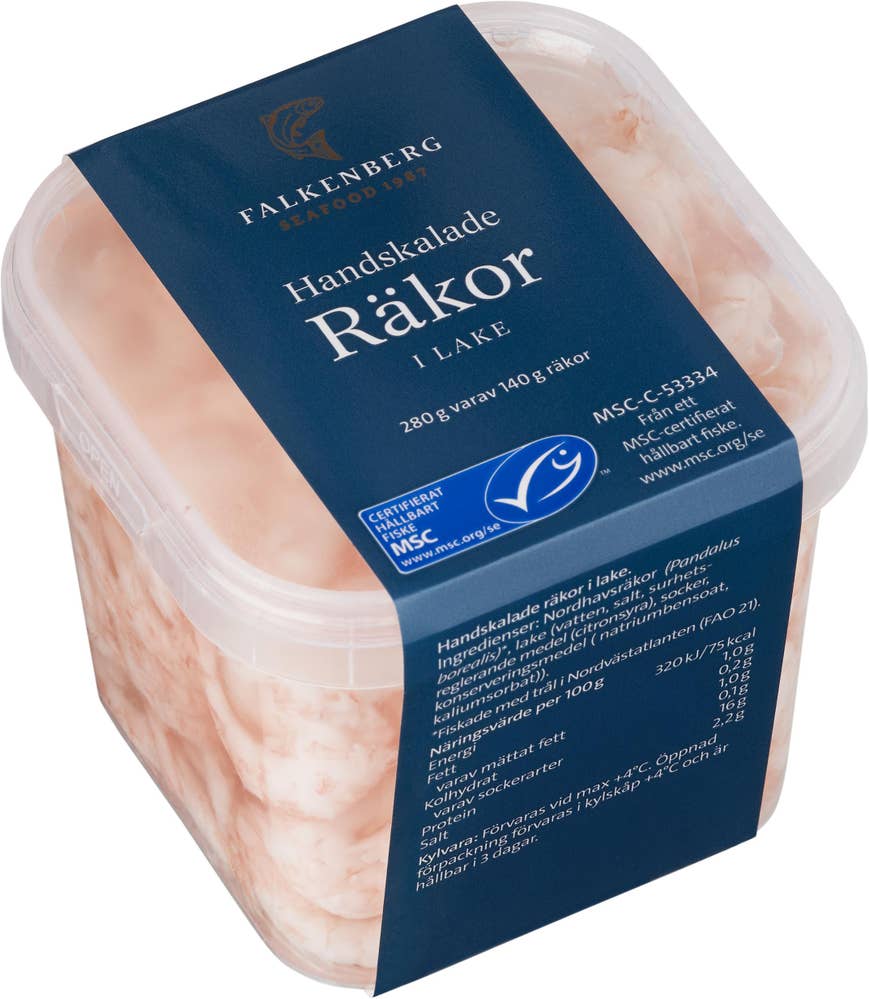 Falkenberg Seafood Räkor Handskalade i Lake MSC 140/280g
