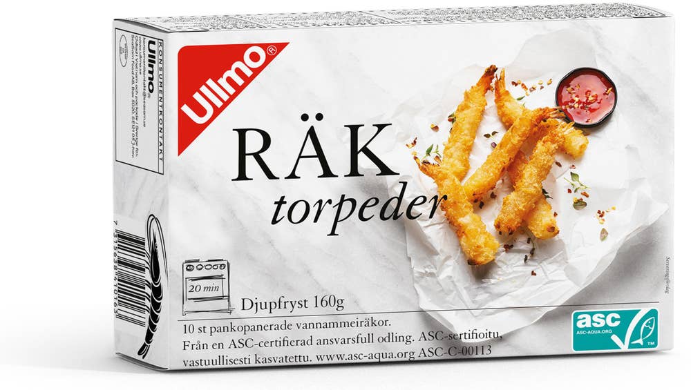 Ullmo Räktorpeder Panerad Scampi Fryst ASC