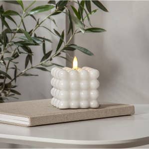 Star Trading Blockljus LED Flamme Dot Vit 8,5x9,5cm