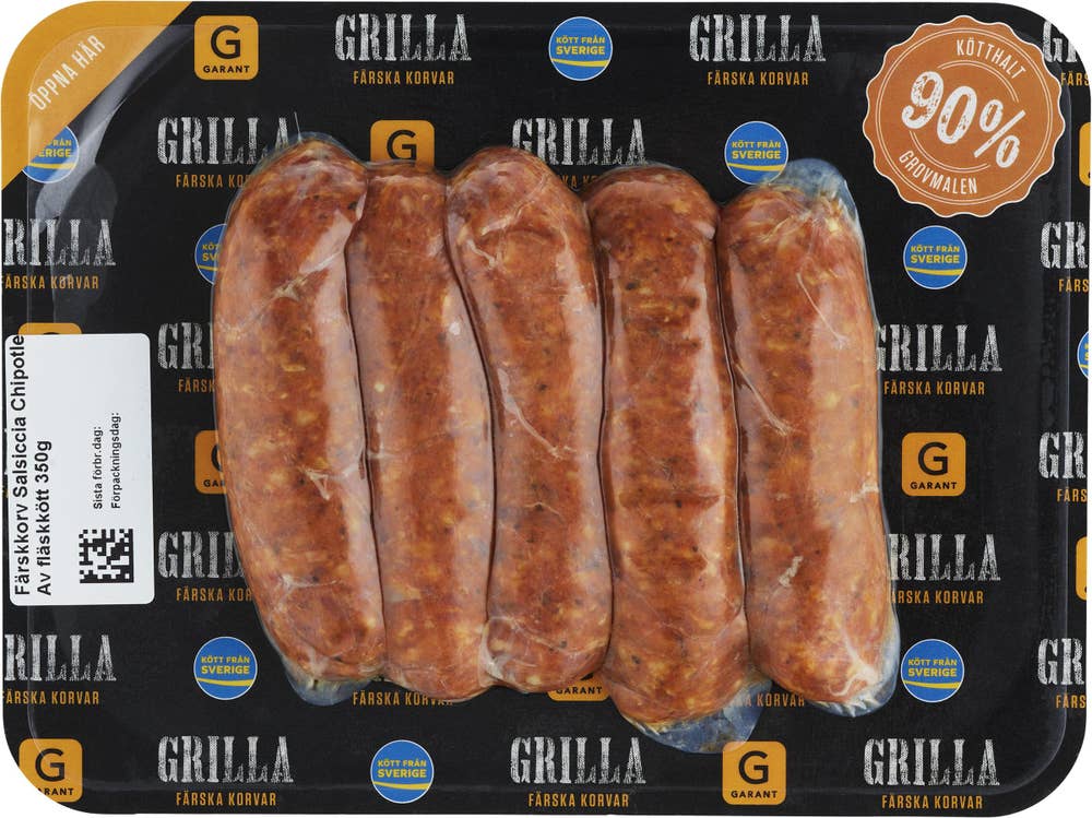 Garant Färskkorv Salsiccia Chipotle Kötthalt 90% 5-p