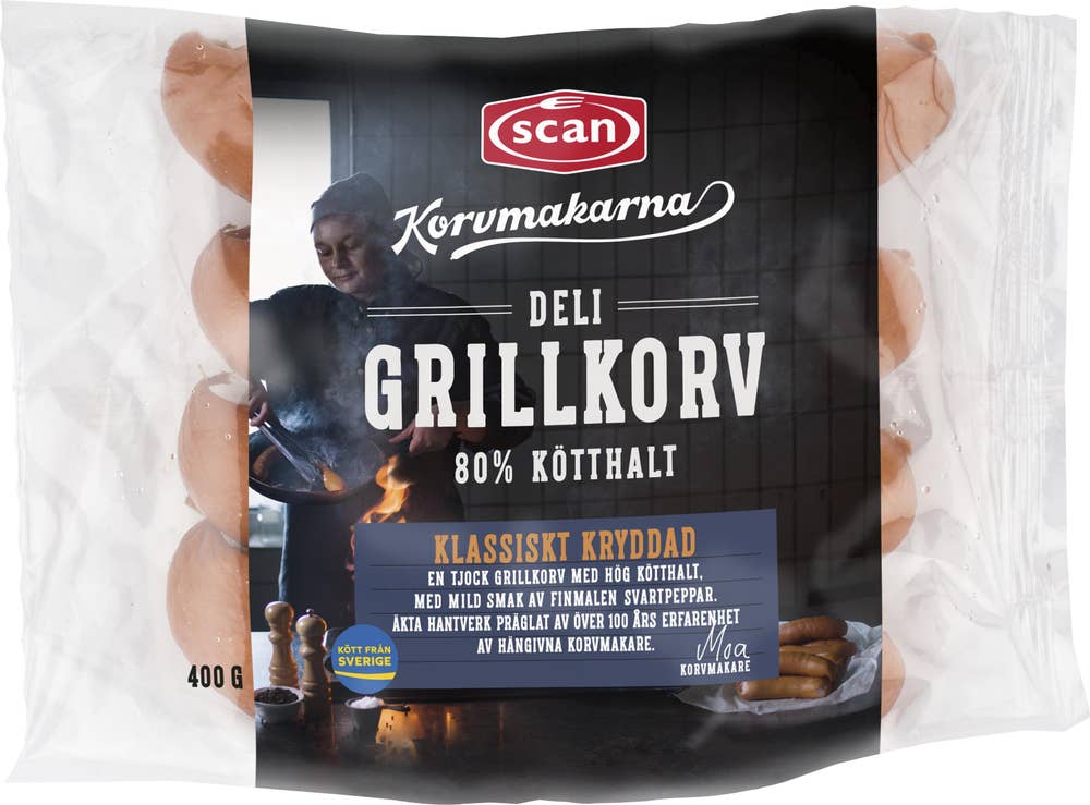 Scan Deli Grillkorv Kötthalt 80% 4-p