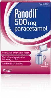 Panodil 500 mg, Paracetamol, pulver, 12 st