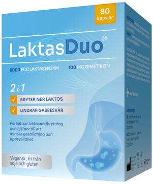 LaktasDuo Addeira LaktasDuo 2 in 1, Laktasenzym + Dimetikon, kapslar, 80 st