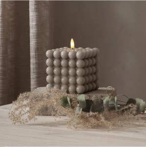 Star Trading Blockljus LED Flamme Dot Grå 10x12,5cm