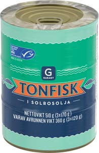 Garant Tonfisk i Solrosolja MSC 3x170g