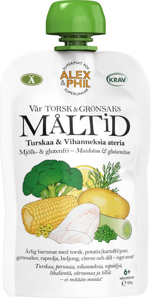 Alex&Phil Måltid Torsk & Grönsaker 6M EKO/KRAV 120g Alex&Phil