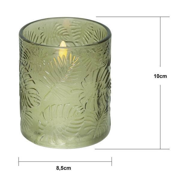 Star Trading Blockljus LED Flamme Leaf Grön 8,5x10cm