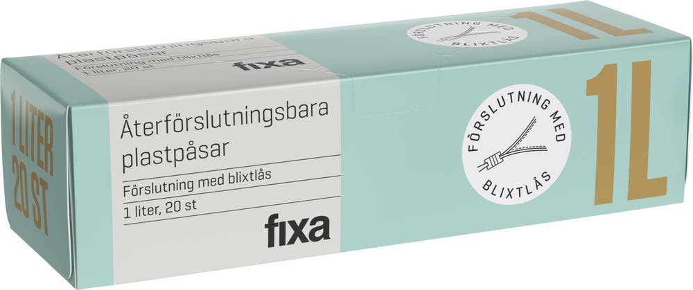 Fixa Plastpåse Återförslutningsbar 1L
