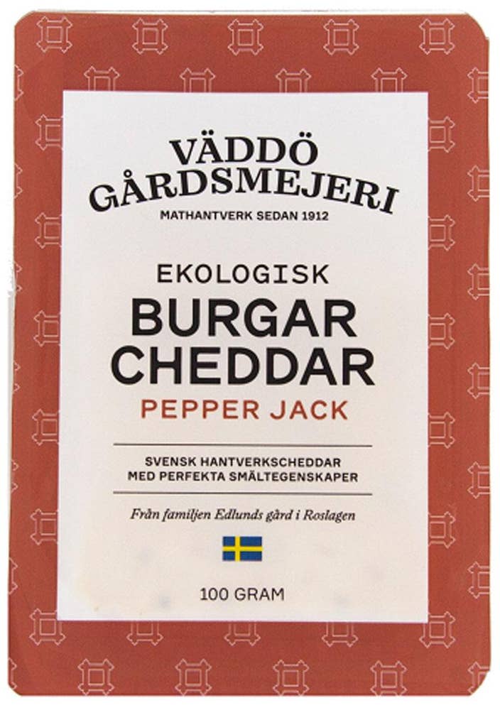 Väddö Gårdsmejeri Hamburgerost Cheddar Pepper Jack EKO Väddö Gårdsmejeri