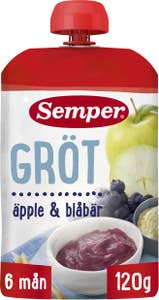 Semper Grötklämmis Äpple & Blåbär 6M