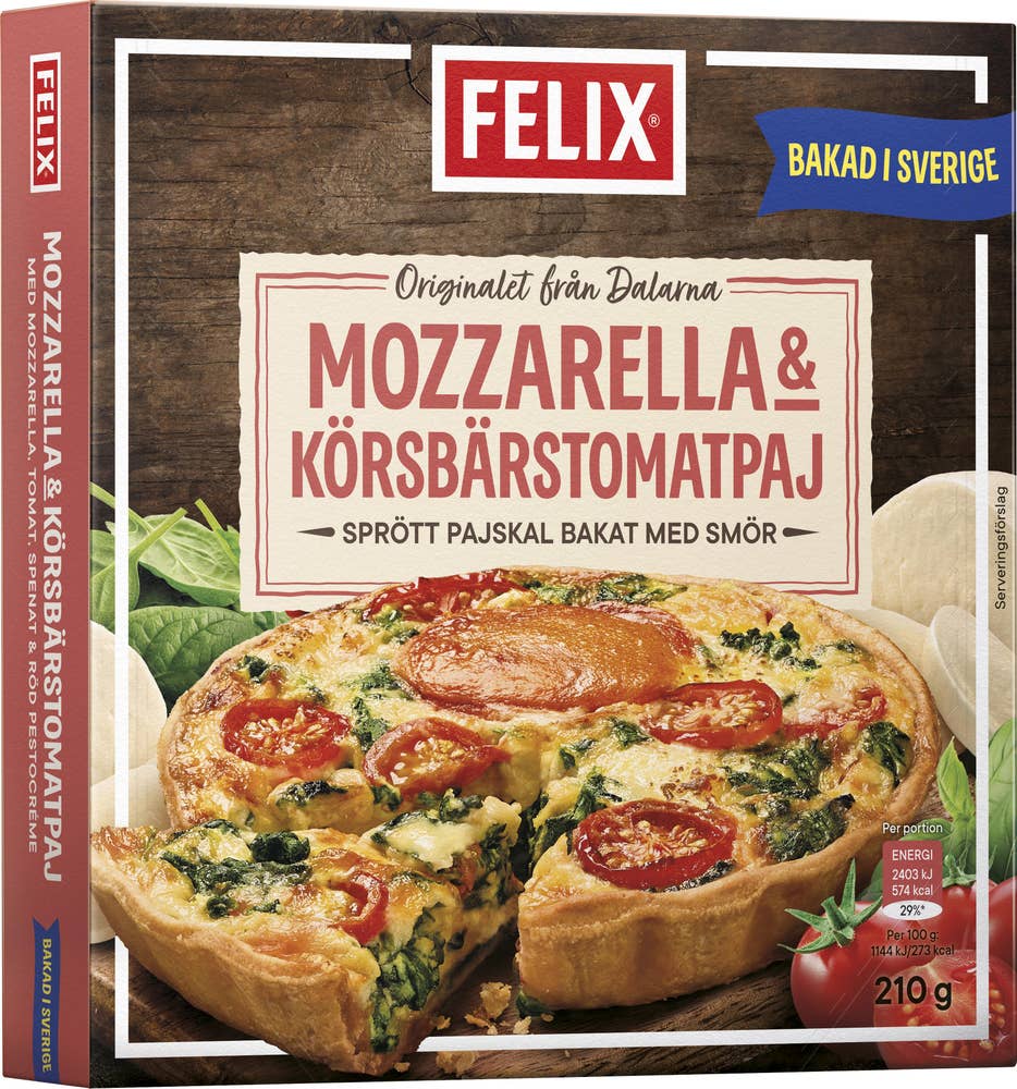 Paj Veggie Mozzarella & Körsbärstomat Fryst