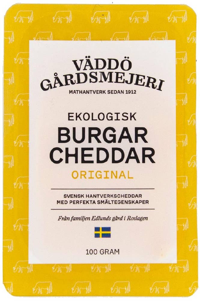 Väddö Gårdsmejeri Svensk Burgarcheddar EKO Väddö Gårdsmejeri