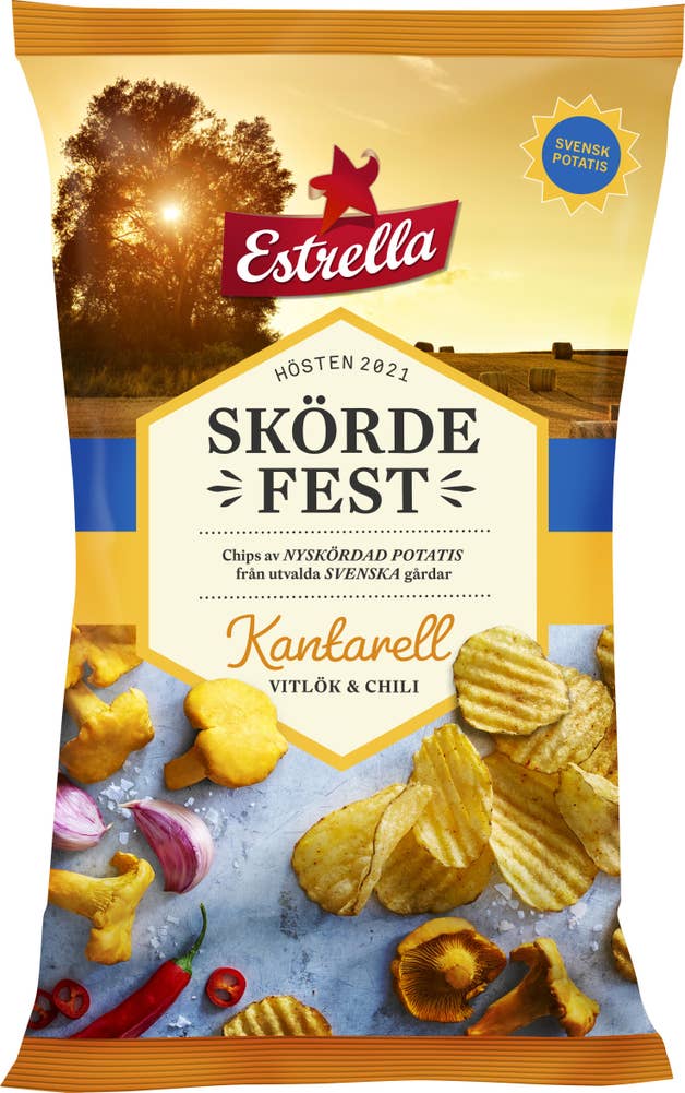 Estrella Chips Skördefest Kantarell, Vitlök & Chili