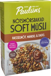 Paulúns Nötsmörsbakad Soft Müsli Hasselnötssmör, Mandel & Dadlar