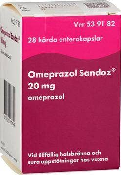 Sandoz Omeprazol Sandoz 20 mg, Omeprazol, enterokapsel, hård, 28 st