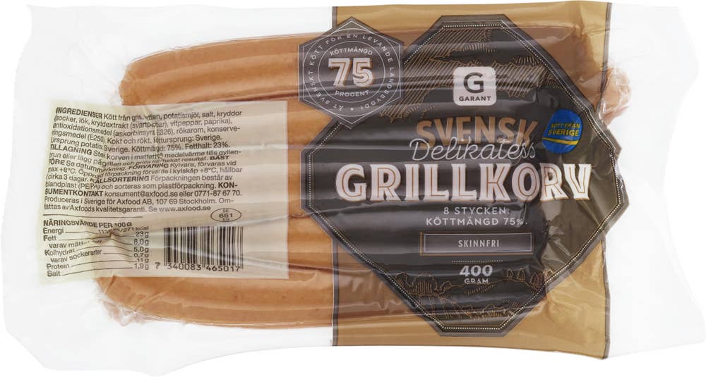 Garant Grillkorv Kötthalt 75% 8-p