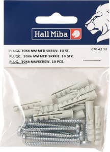 Hall Miba Plugg 30x6mm med Skruv