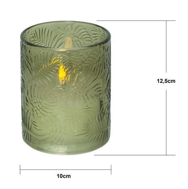 Star Trading Blockljus LED Flamme Leaf Grön 10x12,5cm