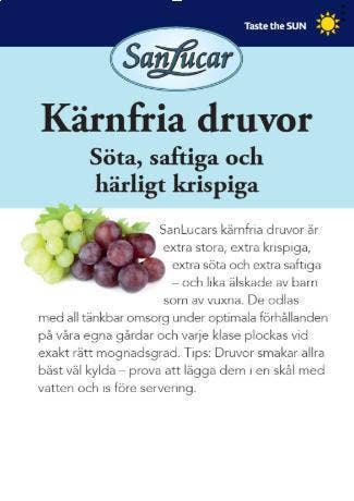 San Lucar Druvor Röda Kärnfria San Lucar Klass1 Italien