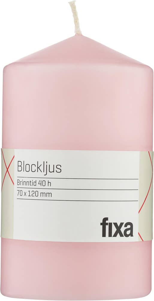 Fixa Blockljus Ljusrosa 7x12cm