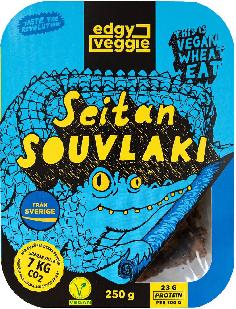 Edgy Veggie Pulled Seitan Souvlaki 250g Edgy Veggie