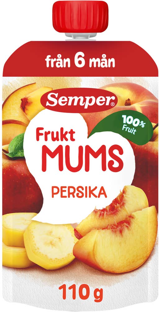 Semper Fruktmums Persika, Äpple & Banan 6M