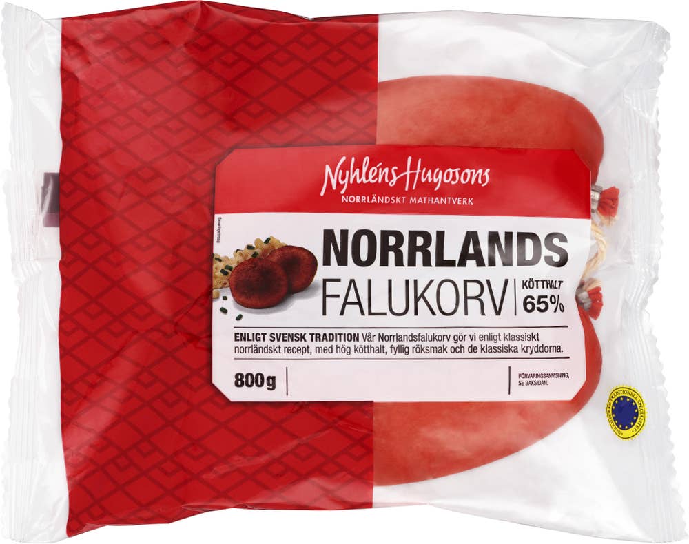 Nyhlens Hugosons Norrlandsfalukorv 65% 800g Nyhléns Hugosons