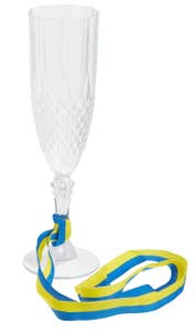 Hedlundgruppen Champagneglas med Gult & Blått Sidenband 22,5cm