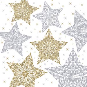Duni Servett Snowstars White 3-lags 33x33cm