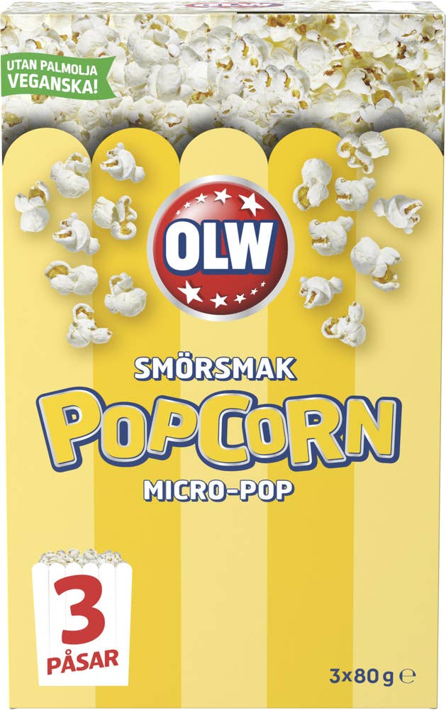 OLW Micropopcorn Smörsmak 3-p