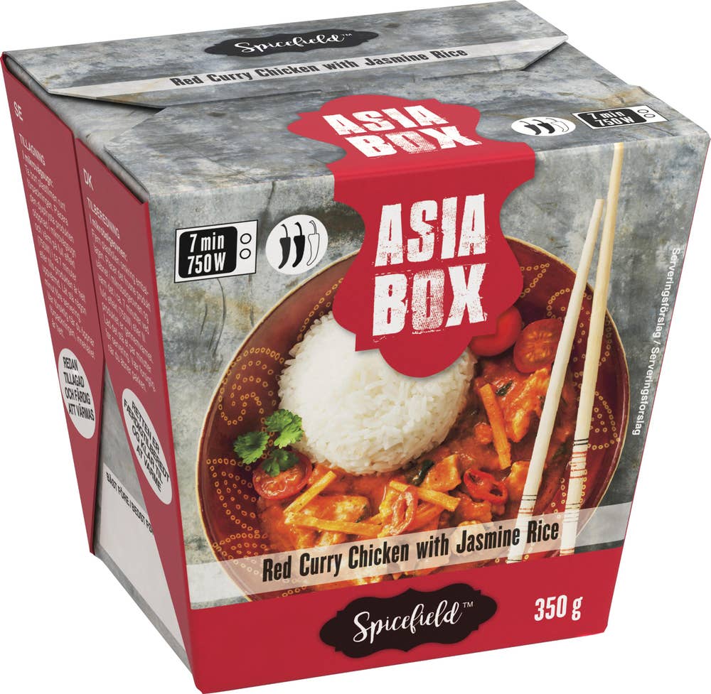 Spicefield Asia Box Röd Curry Kyckling med Jasminris Fryst