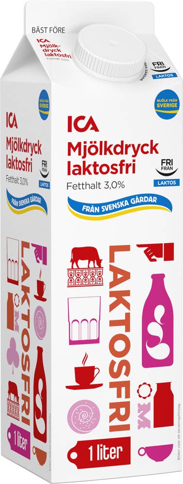 Ej sorterad Standardmjölk Röd Laktosfri 1L Ica