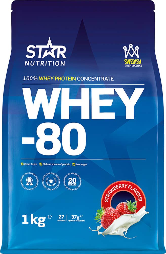 Star Nutrition Proteintillskott Whey-80 Jordgubb Star Nutrition