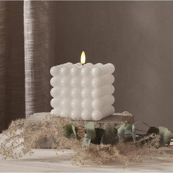 Star Trading Blockljus LED Flamme Dot Vit 10x12,5cm