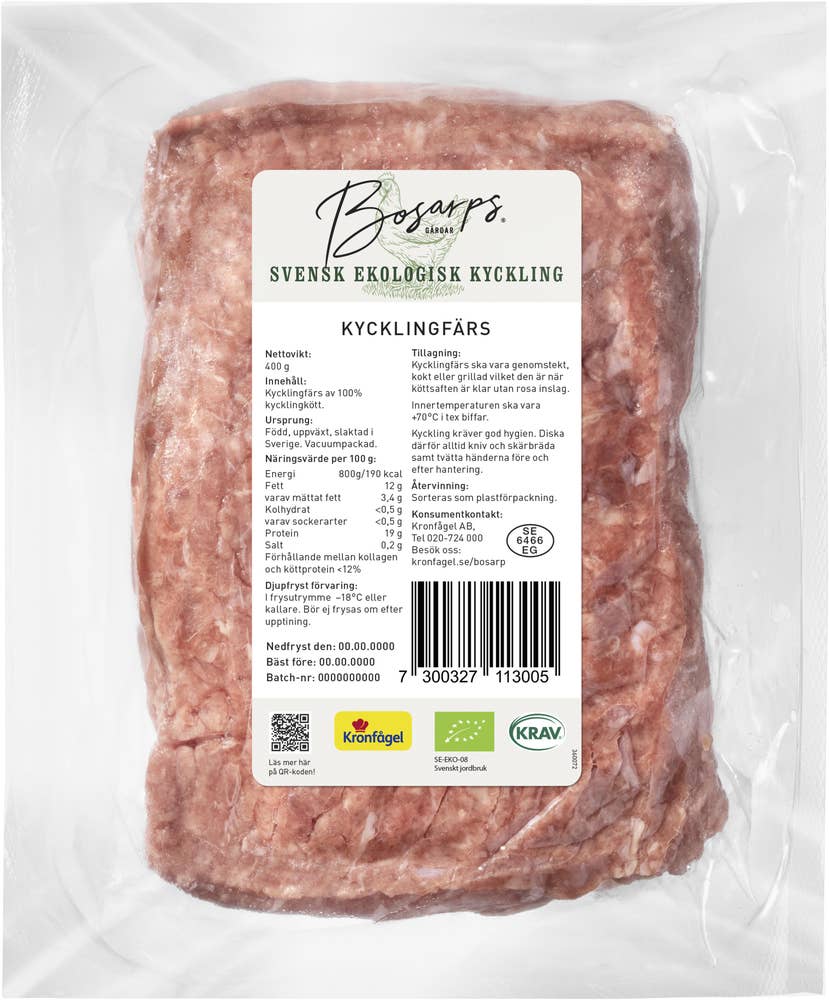 Bosarp Kycklingfärs Fryst KRAV