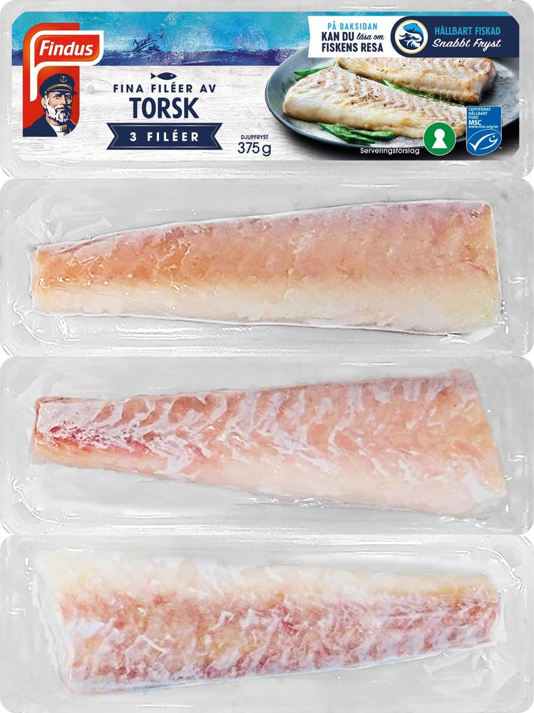 Findus Torskfiléer MSC Fryst 3x125g