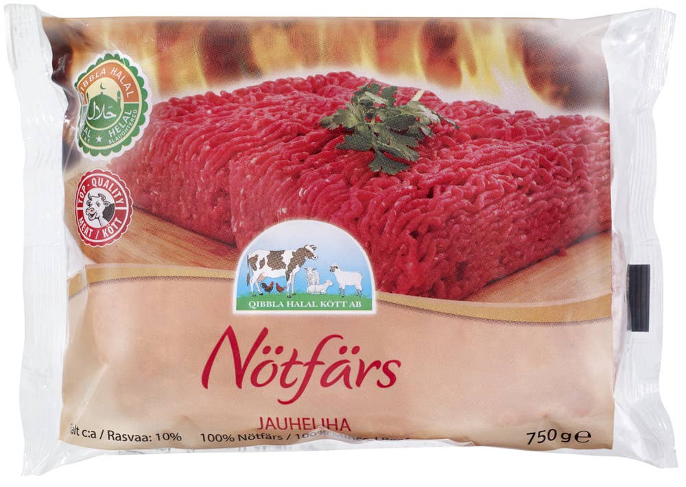 Qibbla Halal Nötfärs Import 14% Fryst