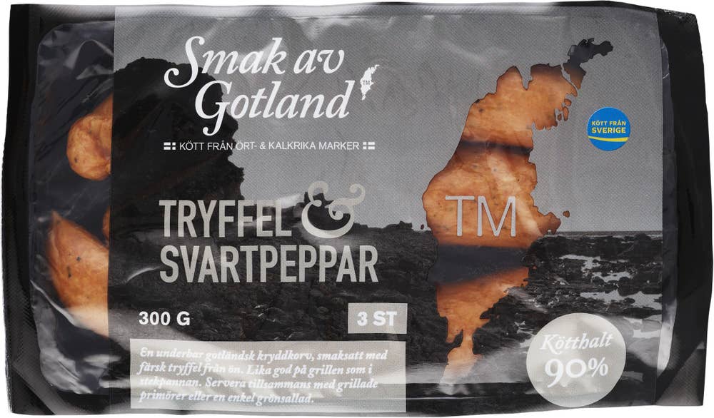 Smak av Gotland Kryddkorv Tryffel & Svartpeppar Kötthalt 90% 3-p